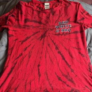 PINK Victoria's Secret Red Tie-Dye Crewneck Tee